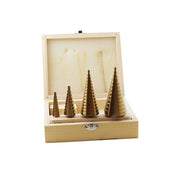 Trade Shop - Kit 4 Punte Frese Coniche Gradino 4-12 4-20 4-32 4-39 Titanio Trapano Avvitatore -