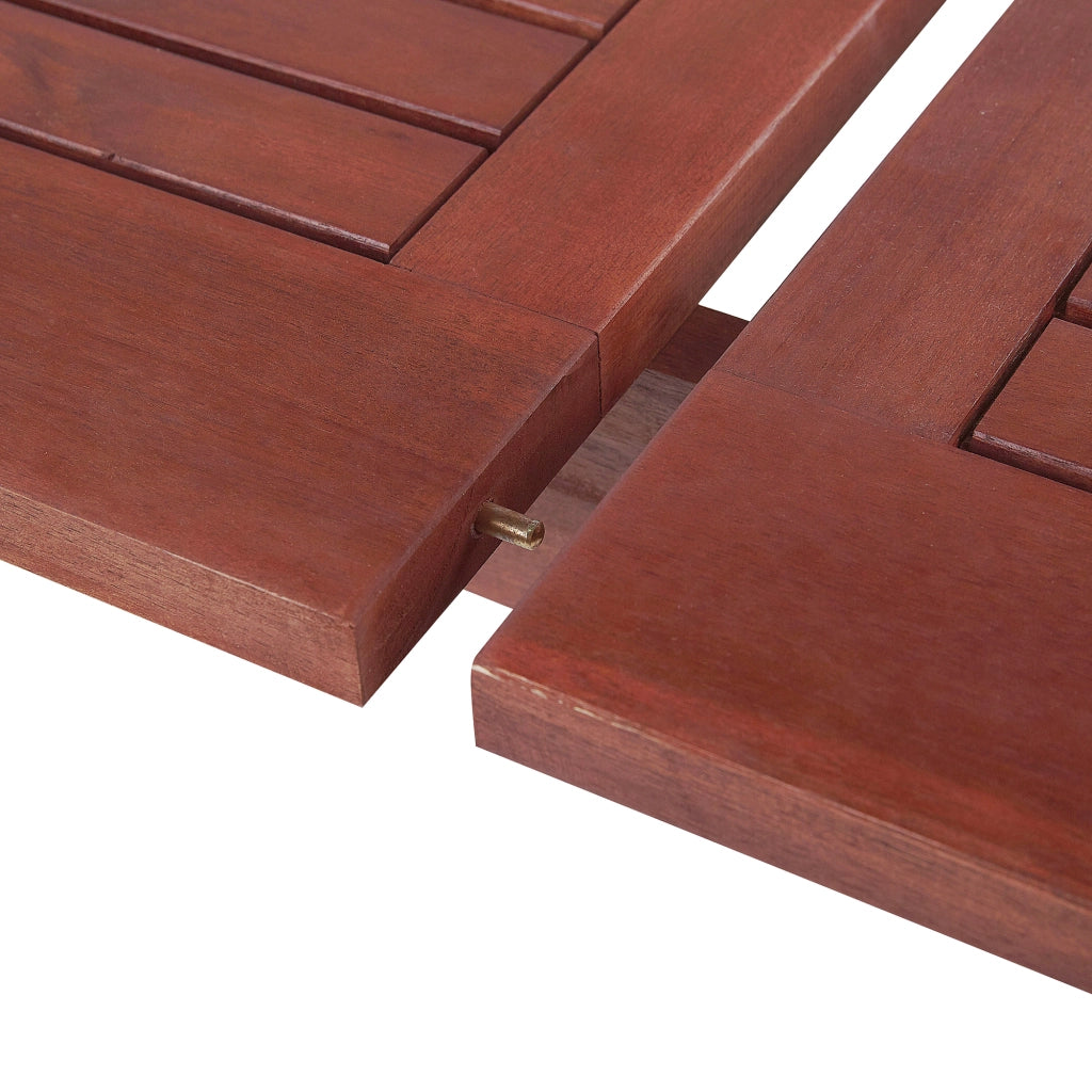 Set da pranzo da giardino Tavolo allungabile in legno acacia chiaro 6 sedie cuscini rossi Schienale regolabile pieghevole in stile rustico