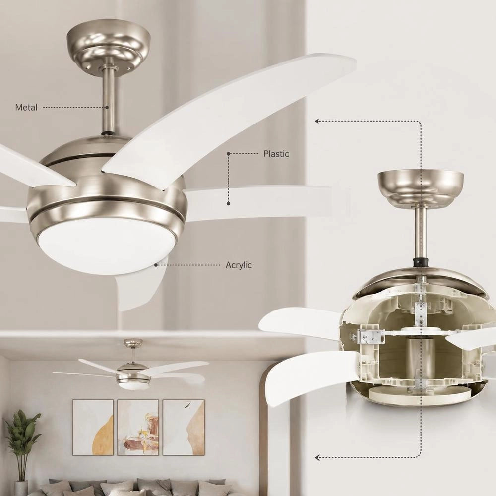 Decorative Ceiling Fan With Light Bulb, 128 Cm, White