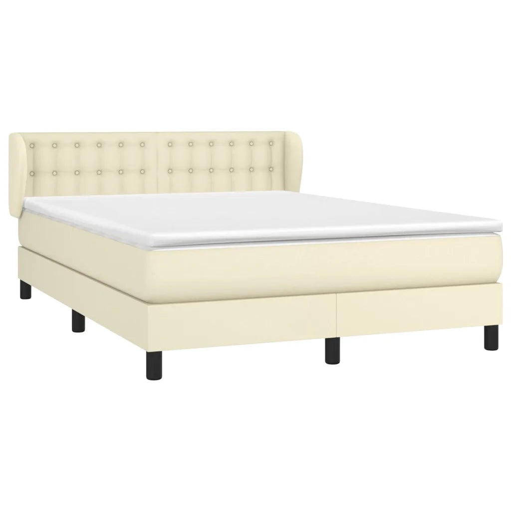 vidaXL Giroletto a Molle con Materasso Crema 140x190 cm in Similpelle