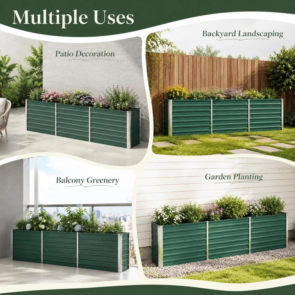 Garden Raised Bed Galvanized Steel 240x40x77 Cm Green