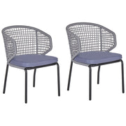 Set di 2 sedie da giardino cuscini grigi struttura in metallo Nero bistrot da esterno