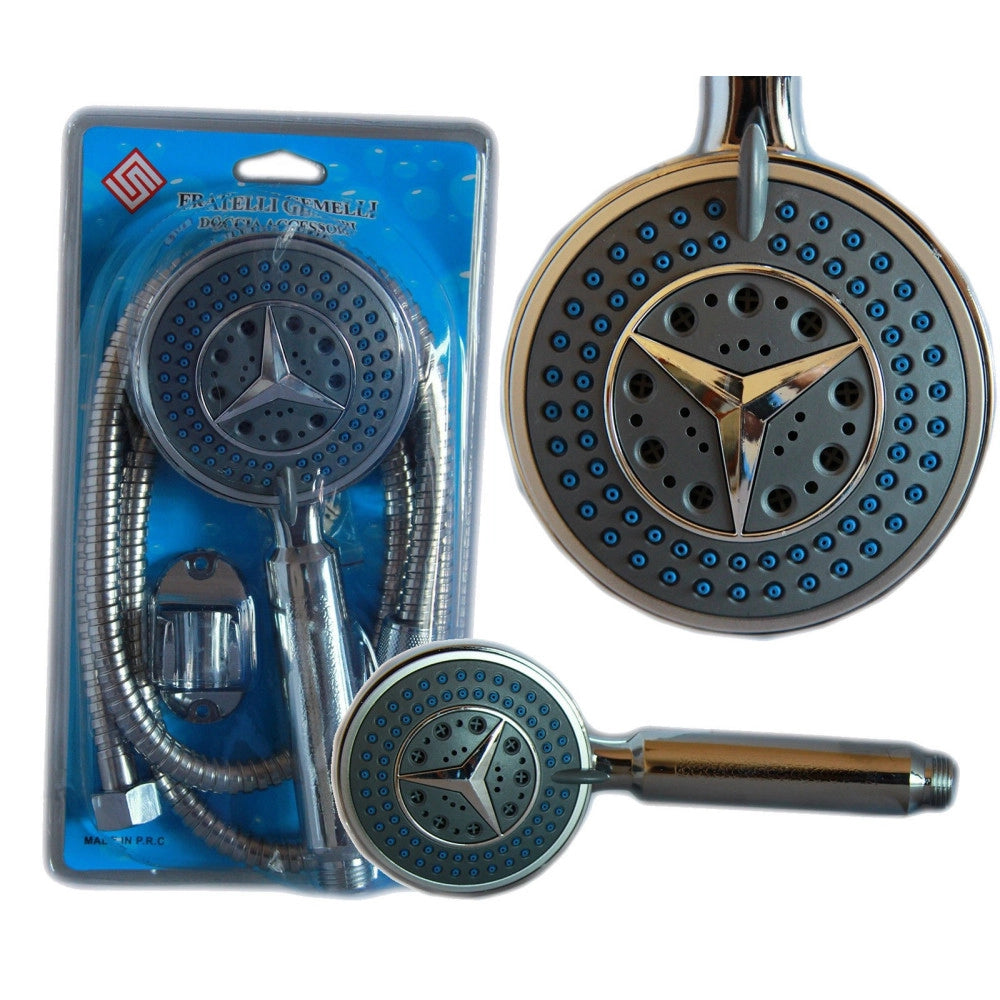 Trade Shop - Doccia Doccetta Soffione Cromato 3 Getti Tubo Flessibile 1.5mt Supporto Muro -