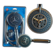 Trade Shop - Doccia Doccetta Soffione Cromato 3 Getti Tubo Flessibile 1.5mt Supporto Muro -