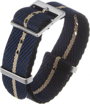 Cinturino orario in nylon da 20 mm per uomini e donne - comodo - copertura unica in tessuto impermeabile - blu/marrone - duraturo - regolabile