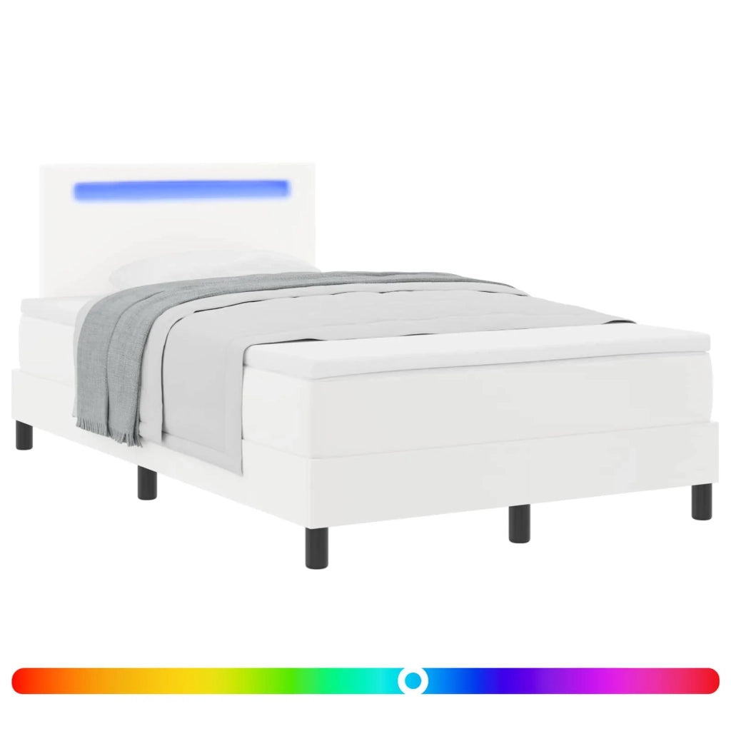 Letto a molle con materasso Bianco 120 x 190 cm Pelle sintetica 3339041