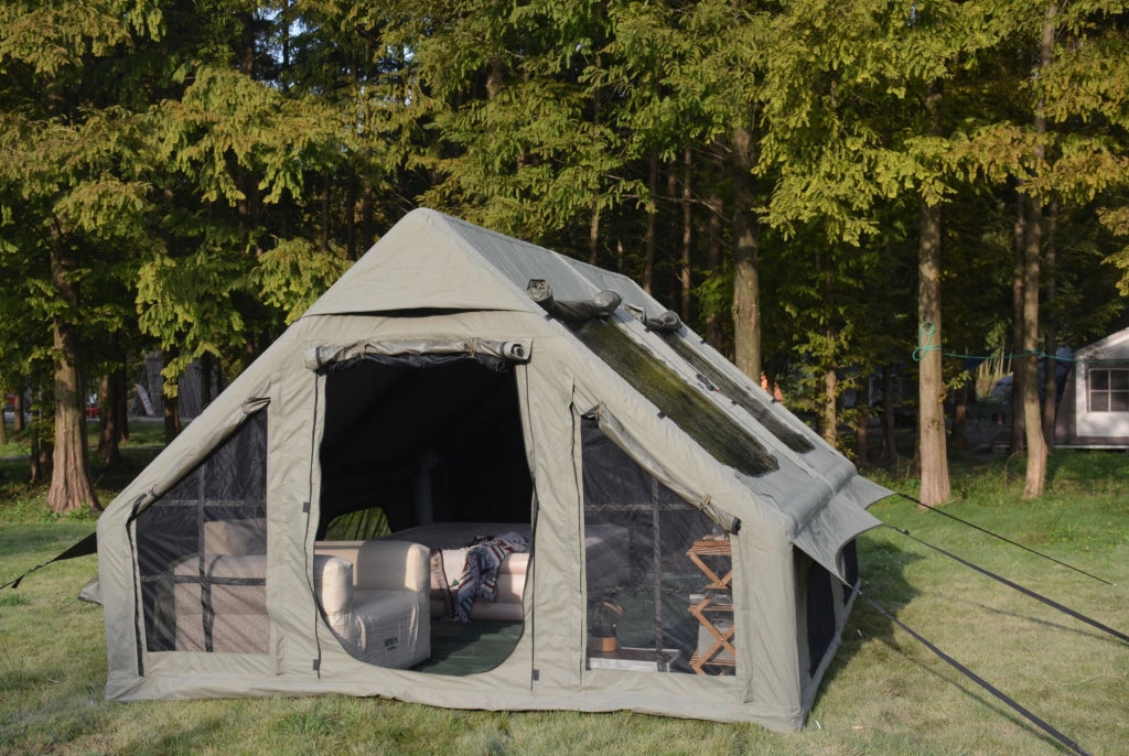 Tenda da campeggio gonfiabile per 7-8 persone 157;48 x 118;11 x 78;74 pollici; verde militare in poliestere