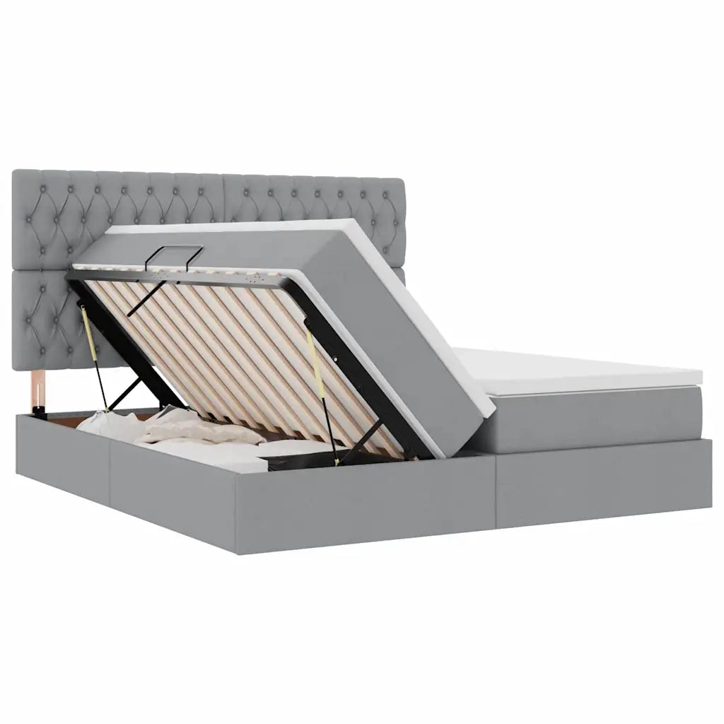 Letto con Contenitore con materasso Grigio chiaro 180 x 200 cm