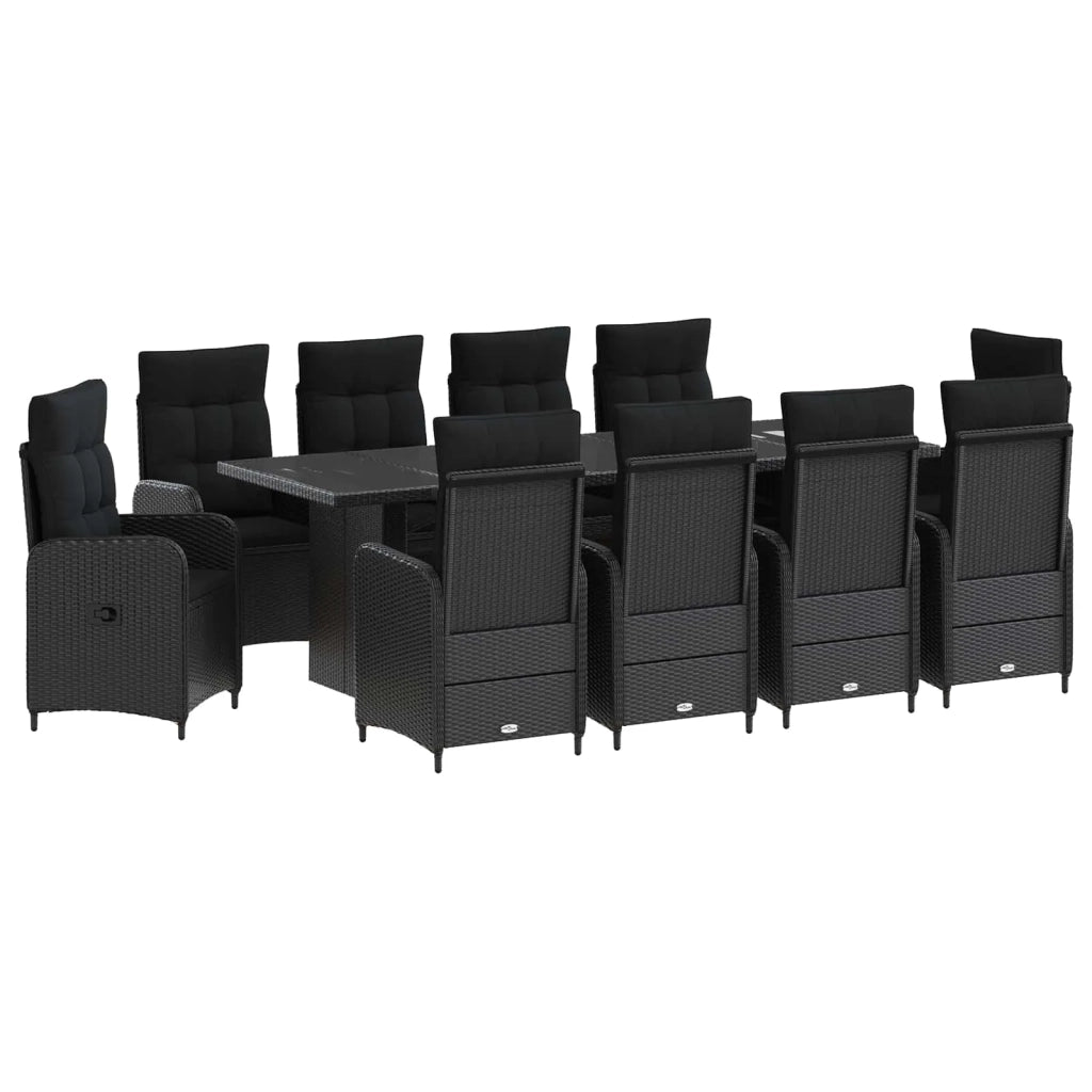 Set da pranzo per esterni 11 pz Nero polyrattan 3422381