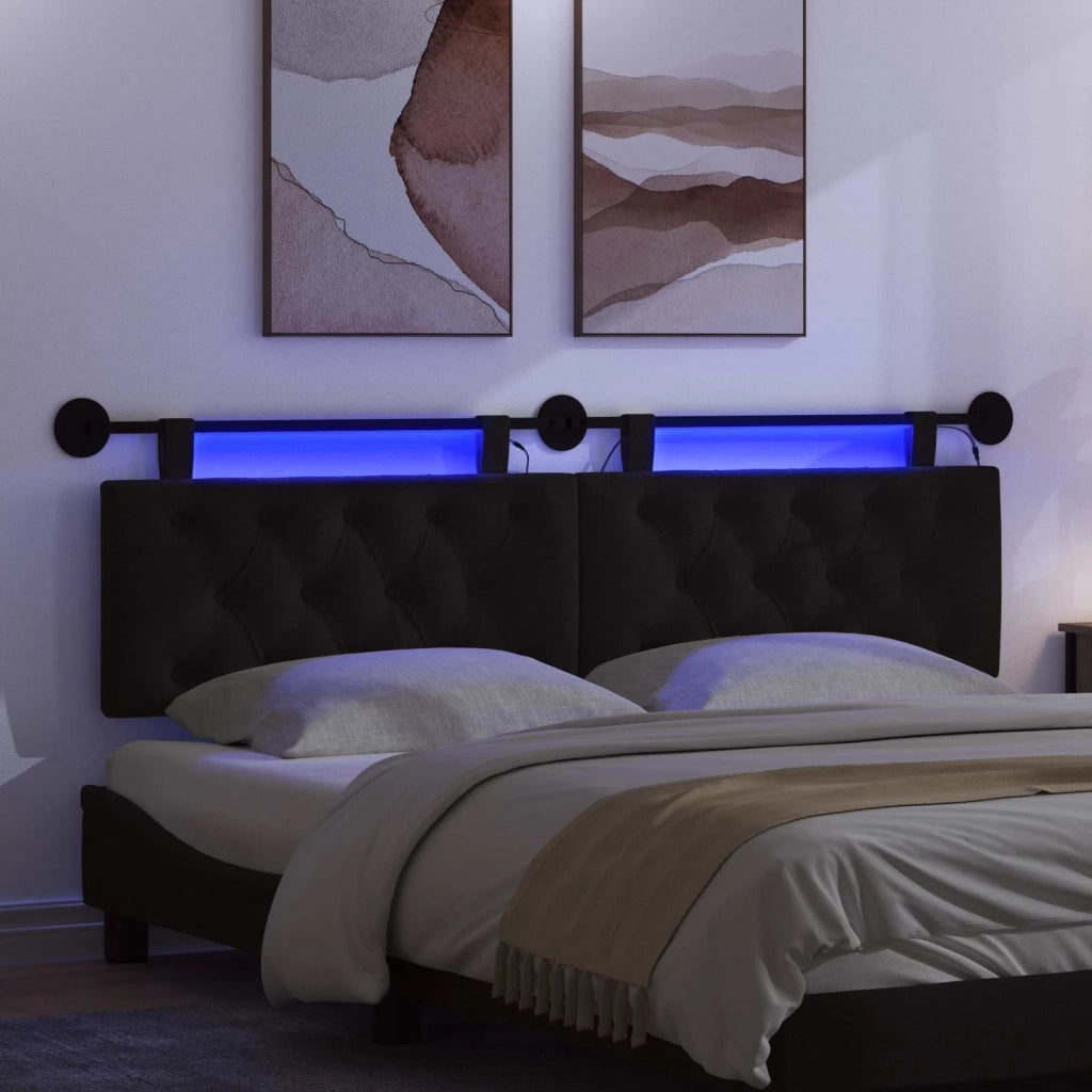Testiera | Testata sospesa Con luce LED Nero Tessuto
