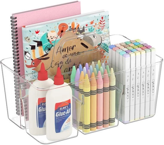 Organizzatore di Cassetta Plastica per Pennelli e Prodotti da Bagno con Maniglione, Decine per Pennelli, Articoli da Bagno e Cosmetici in Bagno o Armadio, Translucido, 1 Pezzo
