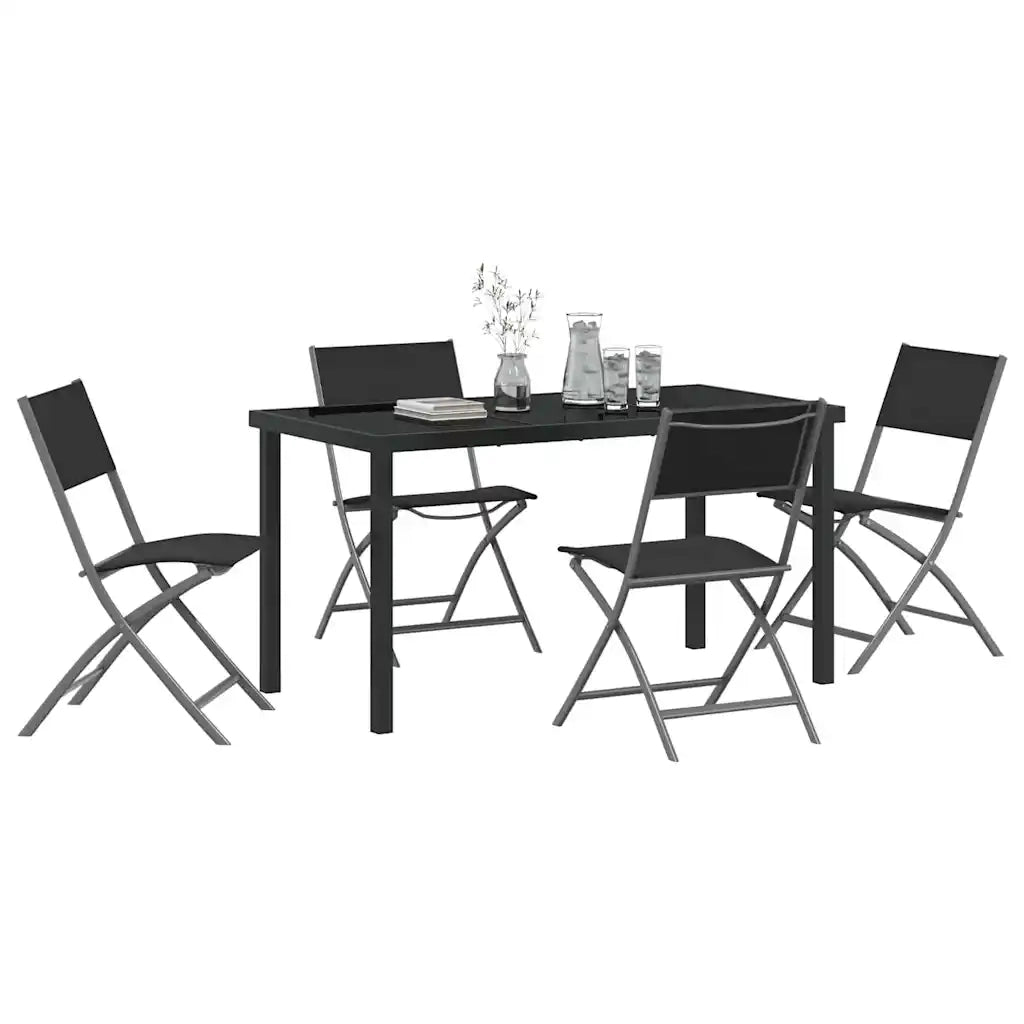 Set da Pranzo per Giardino 5 pcs Nero