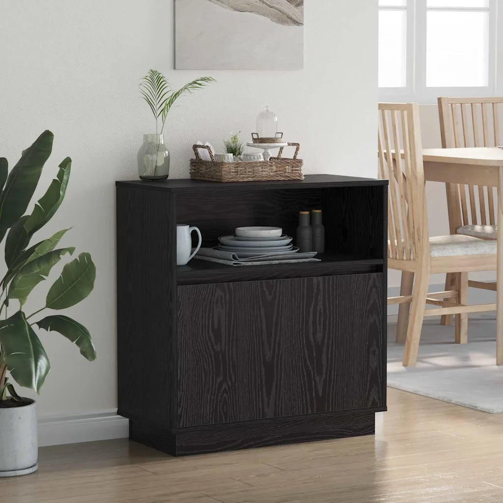 Credenza | Madia LED Rovere Nero 71 x 34,5 x 75 cm Legno multistrato