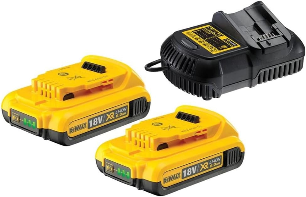 DeWalt Kit 2 batterie da pista XR 18V ​​Li-Ion 2Ah e caricabatteria da pista XR 10.8V - 14.4V - 18V Li-Ion, Multicolore