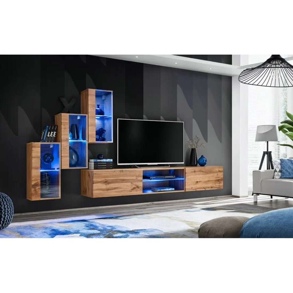 Set di mobili da soggiorno SWITCH XXII – LED – Rovere – Design sospeso