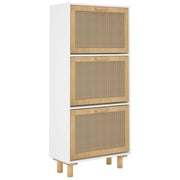 Scarpiera mobile contenitore per scarpe mobile per ingresso/corridoio/soggiorno 52 x 25 x 115 cm legno ingegnerizzato/rattan bianco 02_0021463