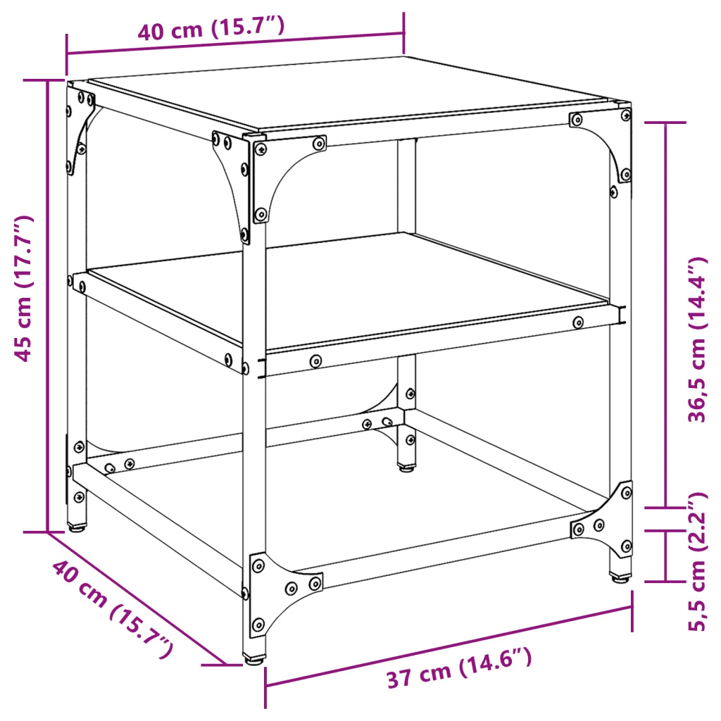 vidaXL Tavolini con Piano in Vetro Trasparente 2 pz 40x40x45cm Acciaio