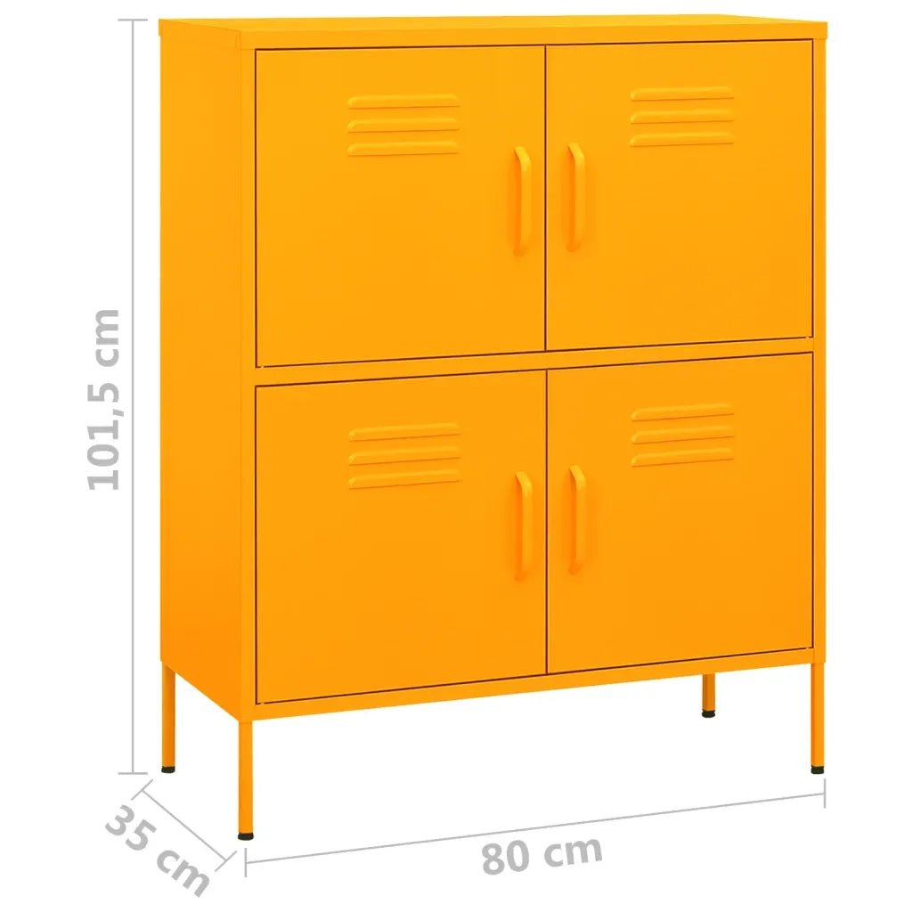 Mobile contenitore contemporaneo 80 x 35 x 101,5 cm con 2 ripiani regolabili finitura opaca in acciaio giallo 02_0046828