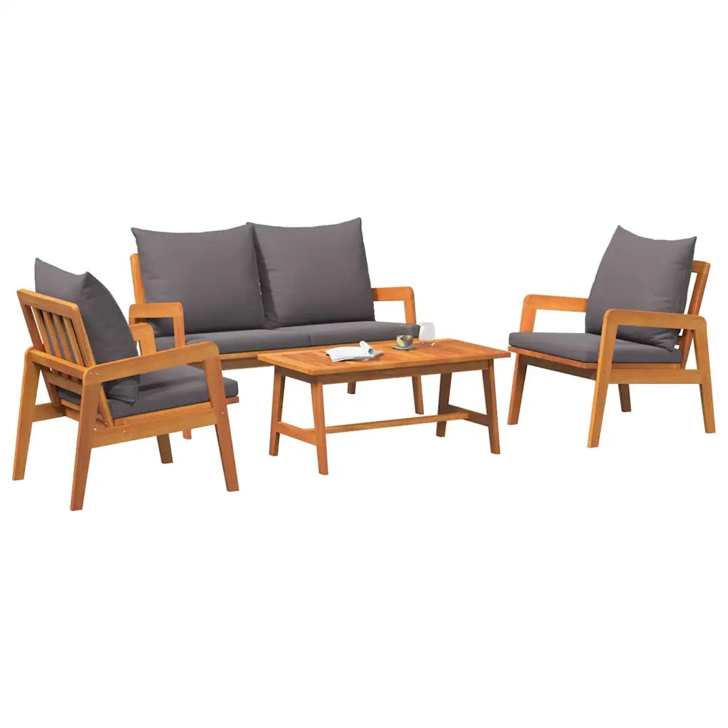 Set bistrot con cuscino 4 pcs Marrone Legno di Acacia Massello 3328606