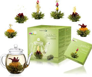 Set di tè da regalo - Mista di fiori di tè in vaso di vetro - Tè verde fruttato e aromatico - Radice di tè (6 varietà) - Tè in fiore per regalo - Donna - Madre - Appassionati di tè - Festa della Mamma