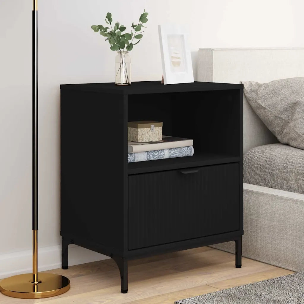 Armadio da Notte 2 pcs Nero 49 x 36 x 61 cm Legno multistrato 883477