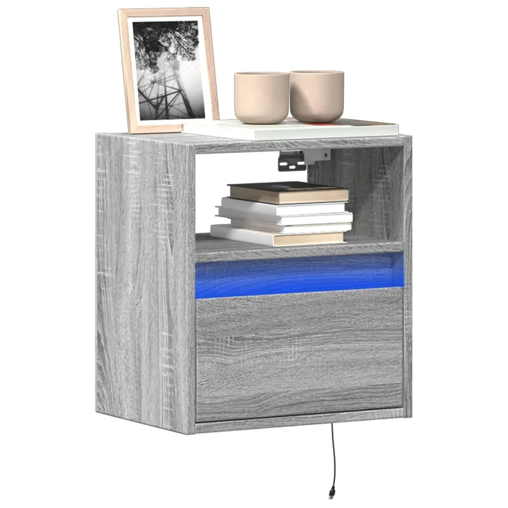 Mobile TV a Parete con Luci LED Grigio Sonoma 41x31x45 cm 852323