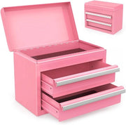 Mini Cassetti di Fornitura Metallica – 2 Cassetti & Bocchetta – Solido & Stile – Per Officina, Ufficio & Tavolo da Trucco – Rosa