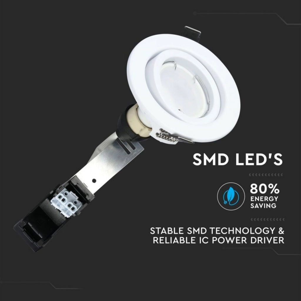 3 PZ Faretti LED Incasso Rotondo Orientabile 5W Carcassa Bianco 4500K Neutro con Lampada GU10 Sostituibile SKU 8882