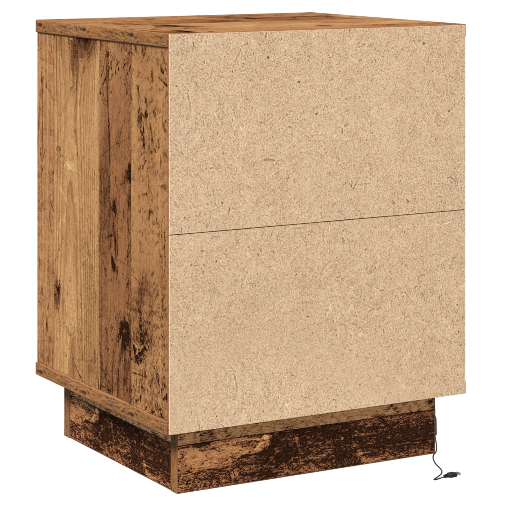 Comodino con luci LED Legno Vecchio 39x34.5x50 cm