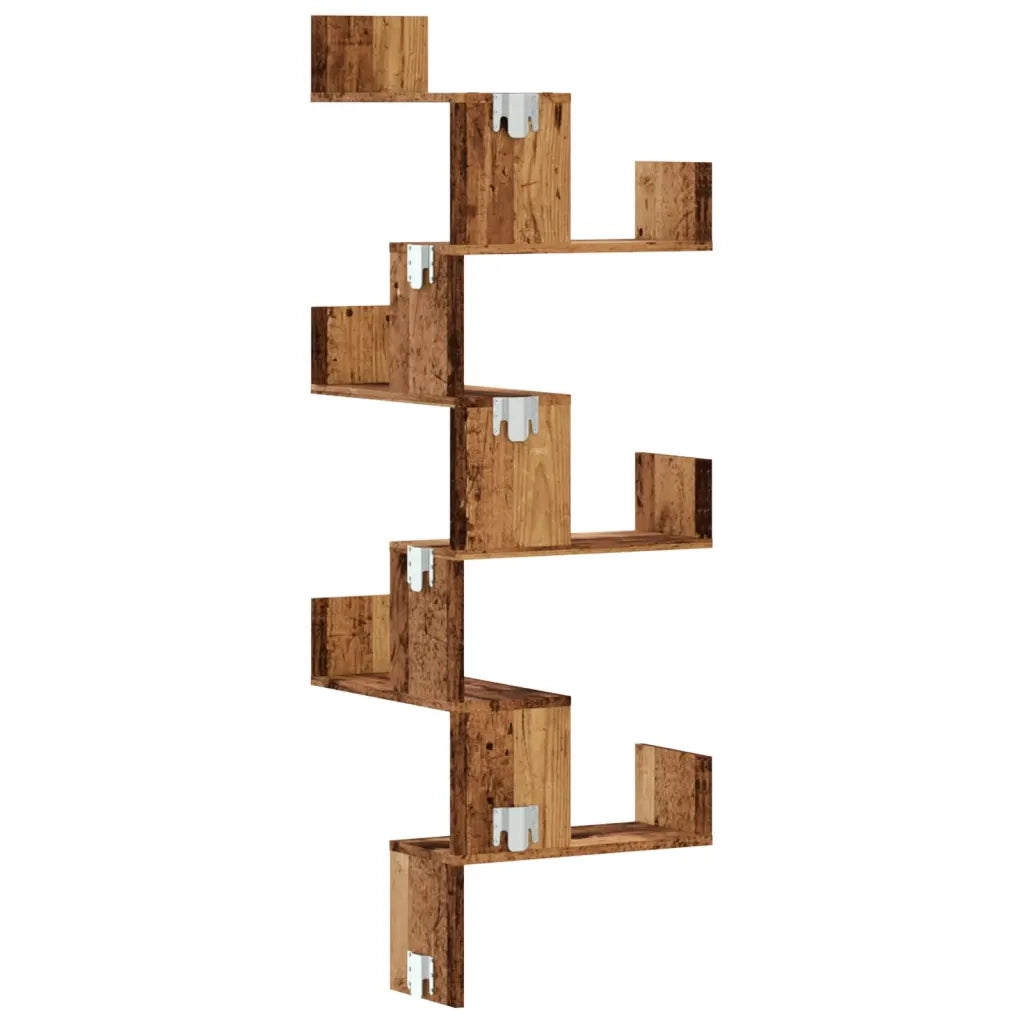 Scaffale Angolare Muro Legno Antico 45x45x147 cm Multistrato
