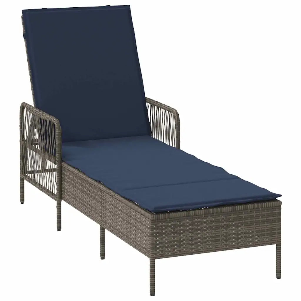 Lettino da sole 3 pcs Grigio e Blu Navy 200 x 55 x 92 cm 365438