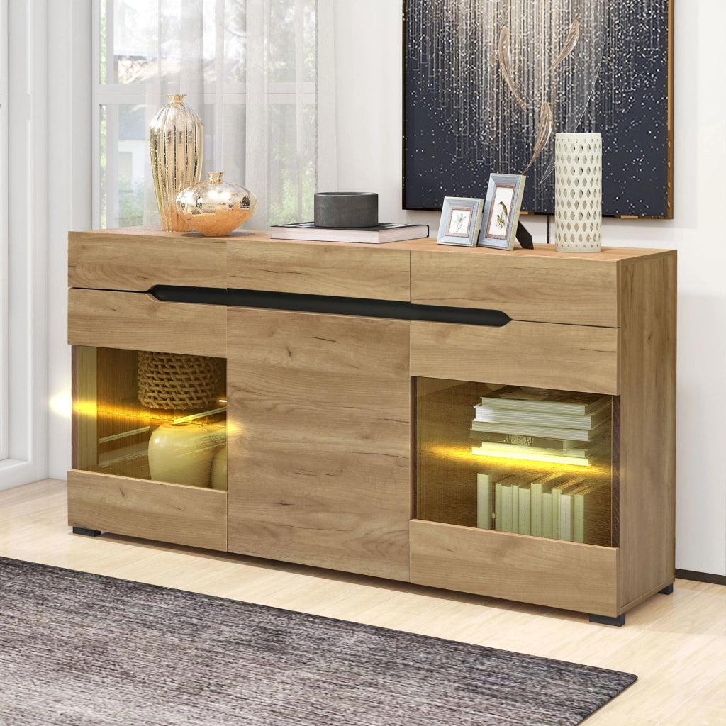 Credenza con LED e Cassetti ¨C Xylo ¨C Bianco, 3 Ante, Soggiorno