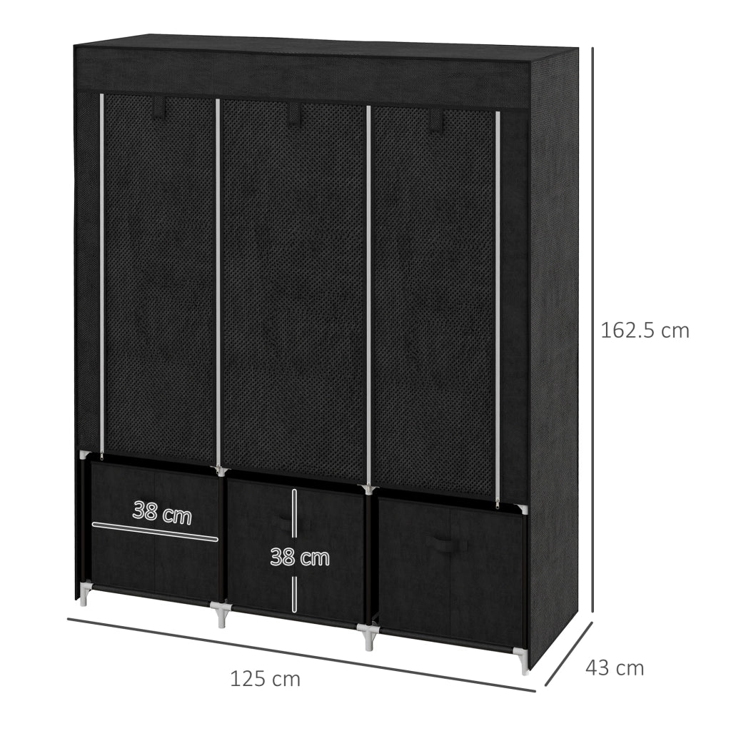 Armadio Guardaroba Pieghevole in Tessuto ¨C zephmum ¨C 125x43x162.5cm Nero