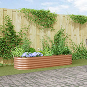 Letto da Giardino Rialzato Marrone Effetto Legno 240x80x44 cm Acciaio
