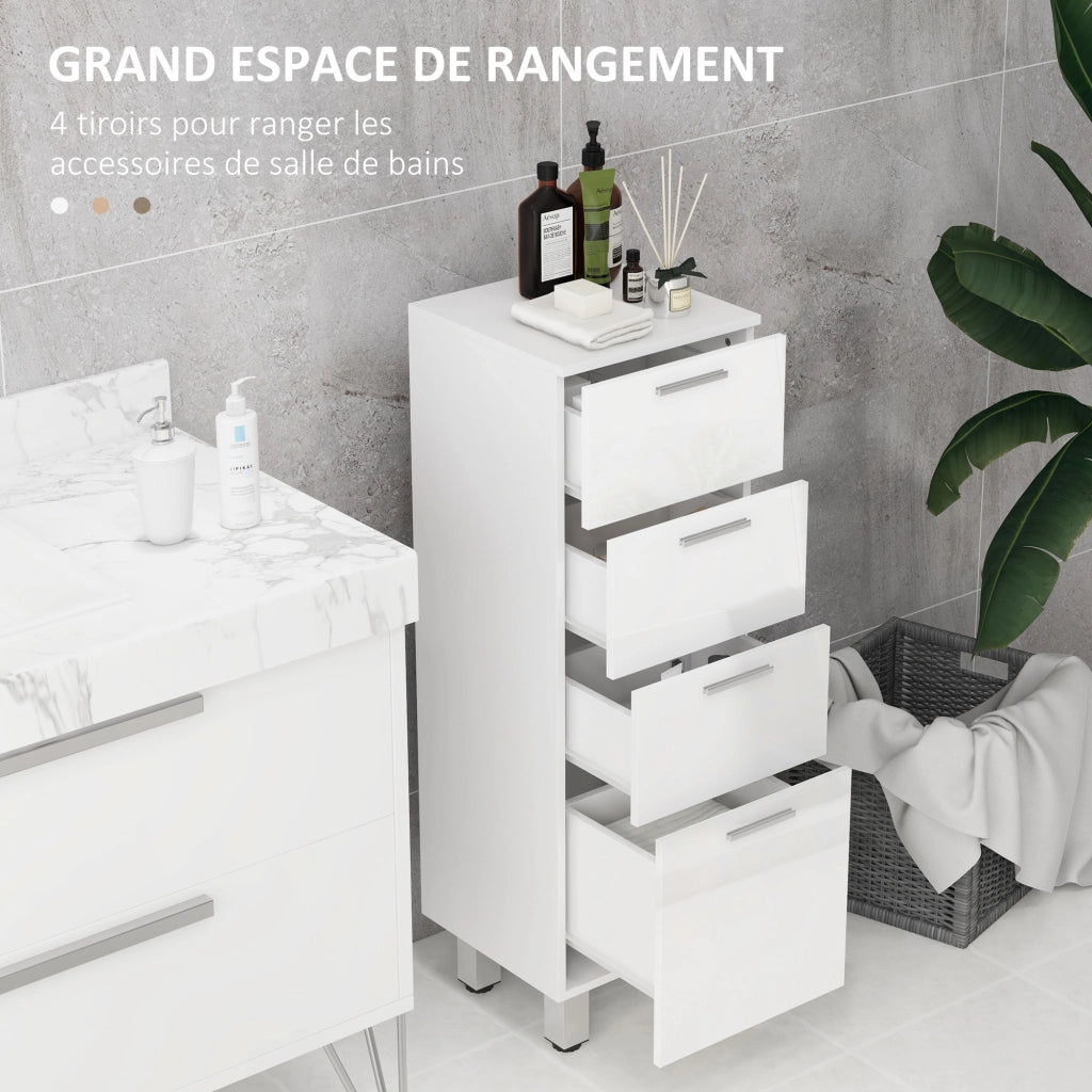 Mobile da bagno con 4 cassetti ¨C zephmum ¨C bianco 30x30x93 cm