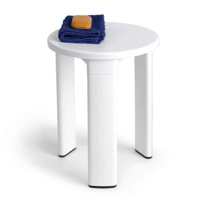 Sgabello polipropilene bianco da bagno con portata 80 kg e piedini antiscivolo