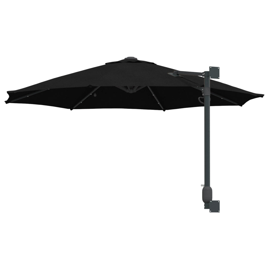 Ombrellone da giardino a parete con LED Nero 248 cm