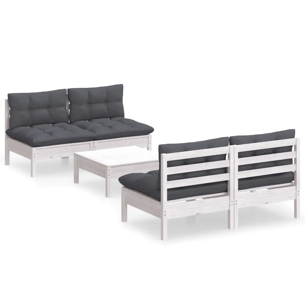 Set Divani da Giardino 5 pz con Cuscini Antracite Legno di Pino cod mxl 44363
