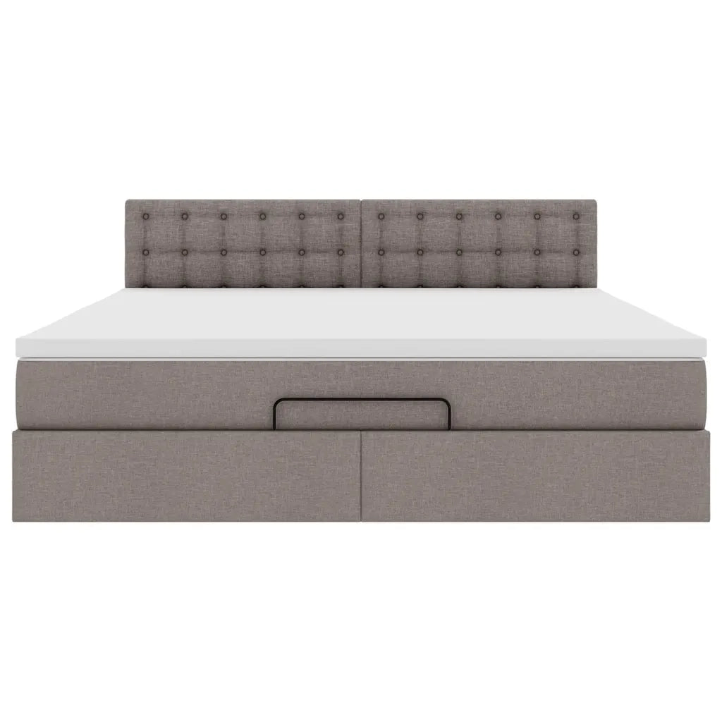Pouf Letto con Materasso e LED Tortora 180x200cm in Tessuto 3312496