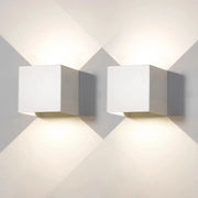 Set 2 Pezzi Applique LED da Parete 2 LED Design Quadrato IP65 Interno/Esterno Luce Naturale o Fredda Nero o Bianco Luce Naturale - Bianco