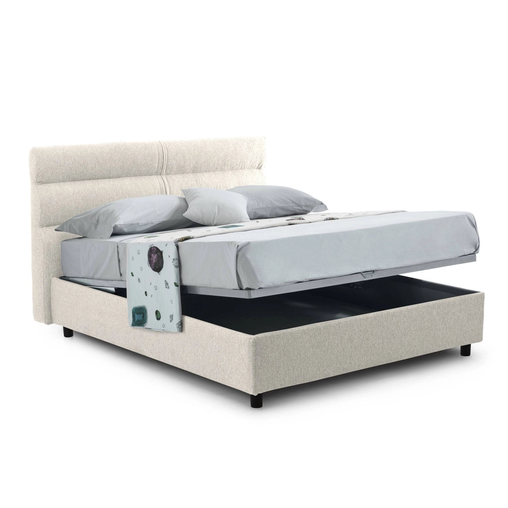 Brivio, Letto Piazza e Mezza Sfoderabile Made in Italy, Beige