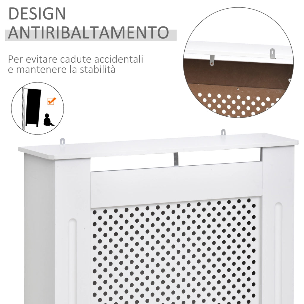 Copritermosifone Moderno a Griglia in MDF ¨C zephmum ¨C Bianco 78x82x19