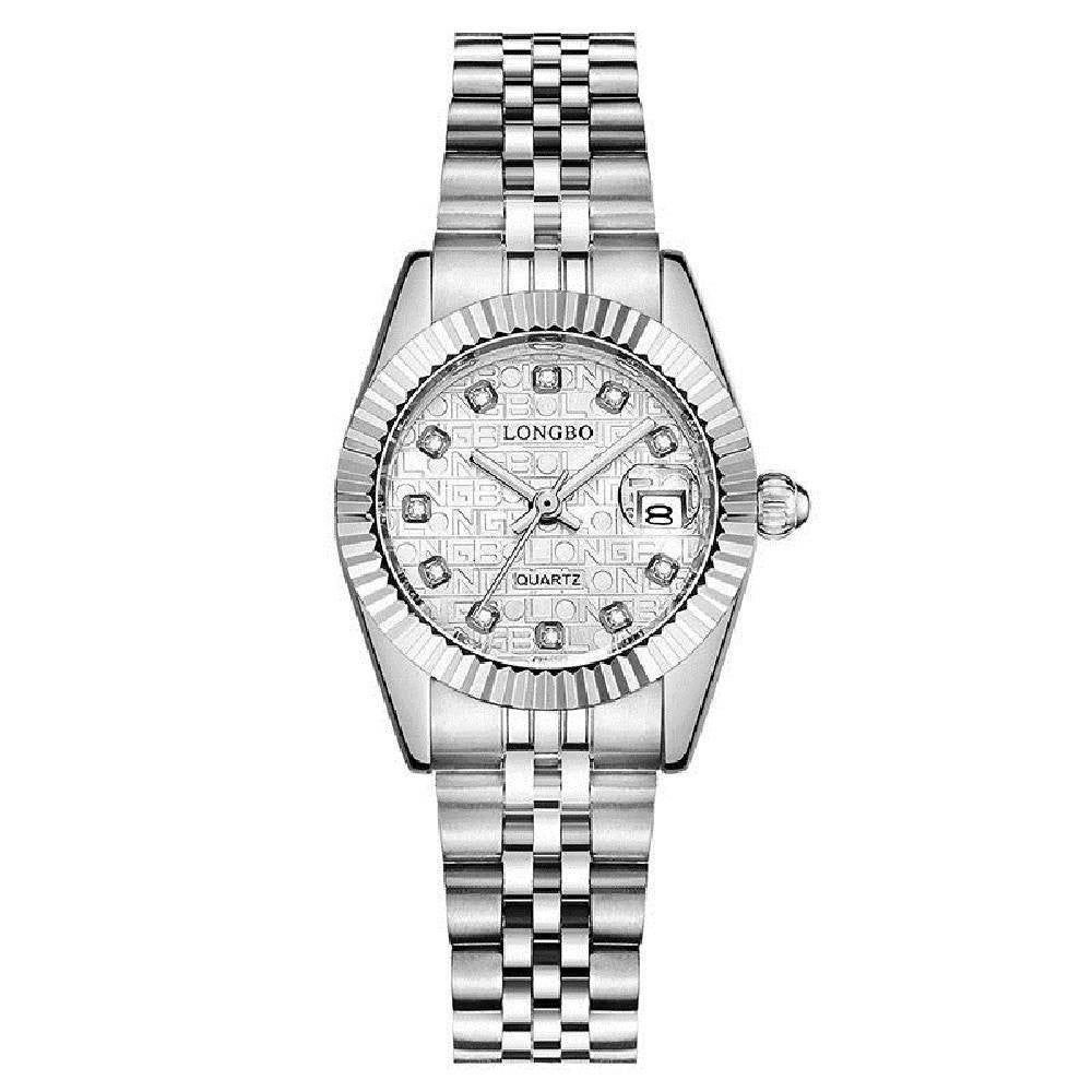 Trade Shop - Orologio Da Uomo Donna Longbo 80435 In Acciaio Con Strass Impermeabile Silver -