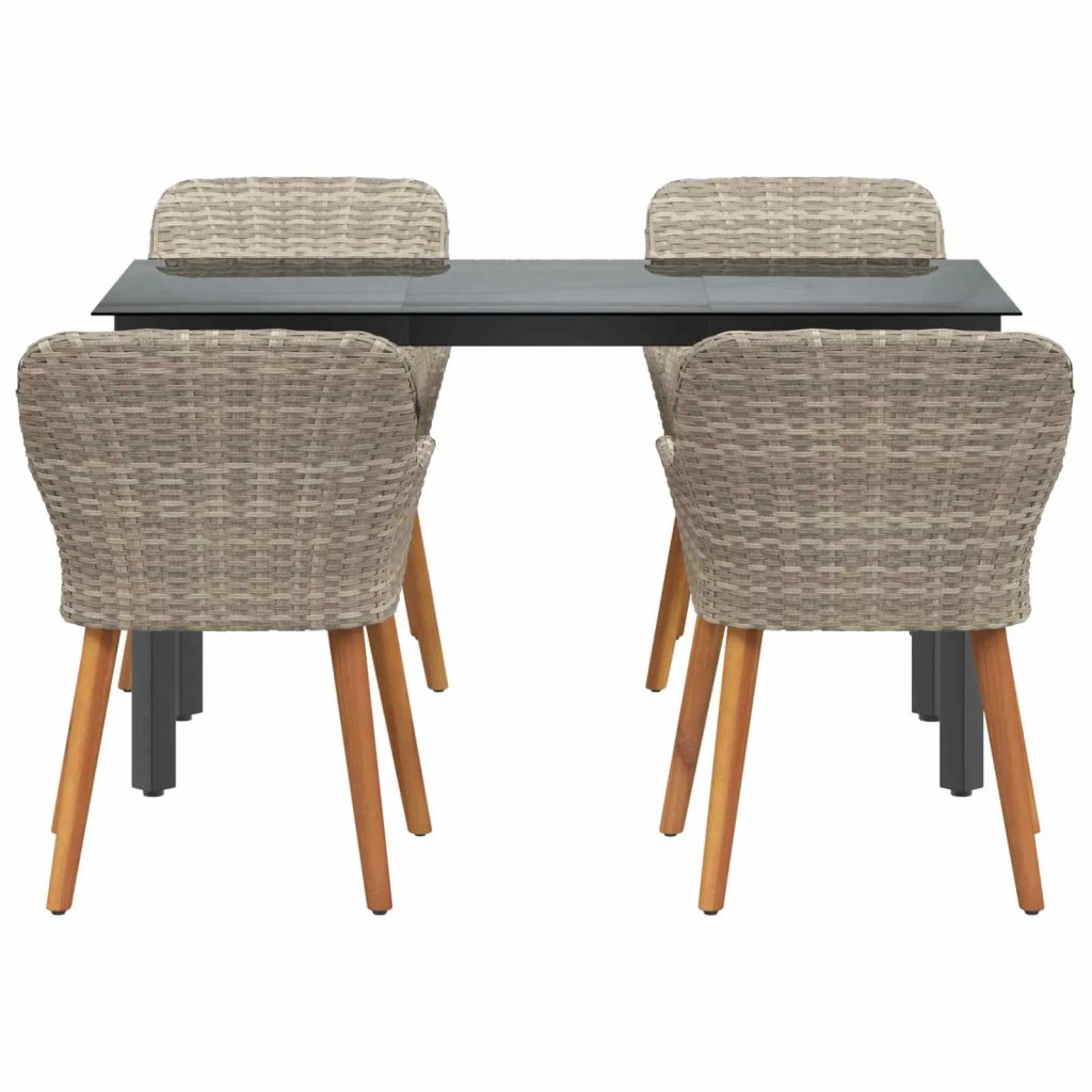 Set da Pranzo per Giardino 5 pcs Grigio chiaro polyrattan 3261714
