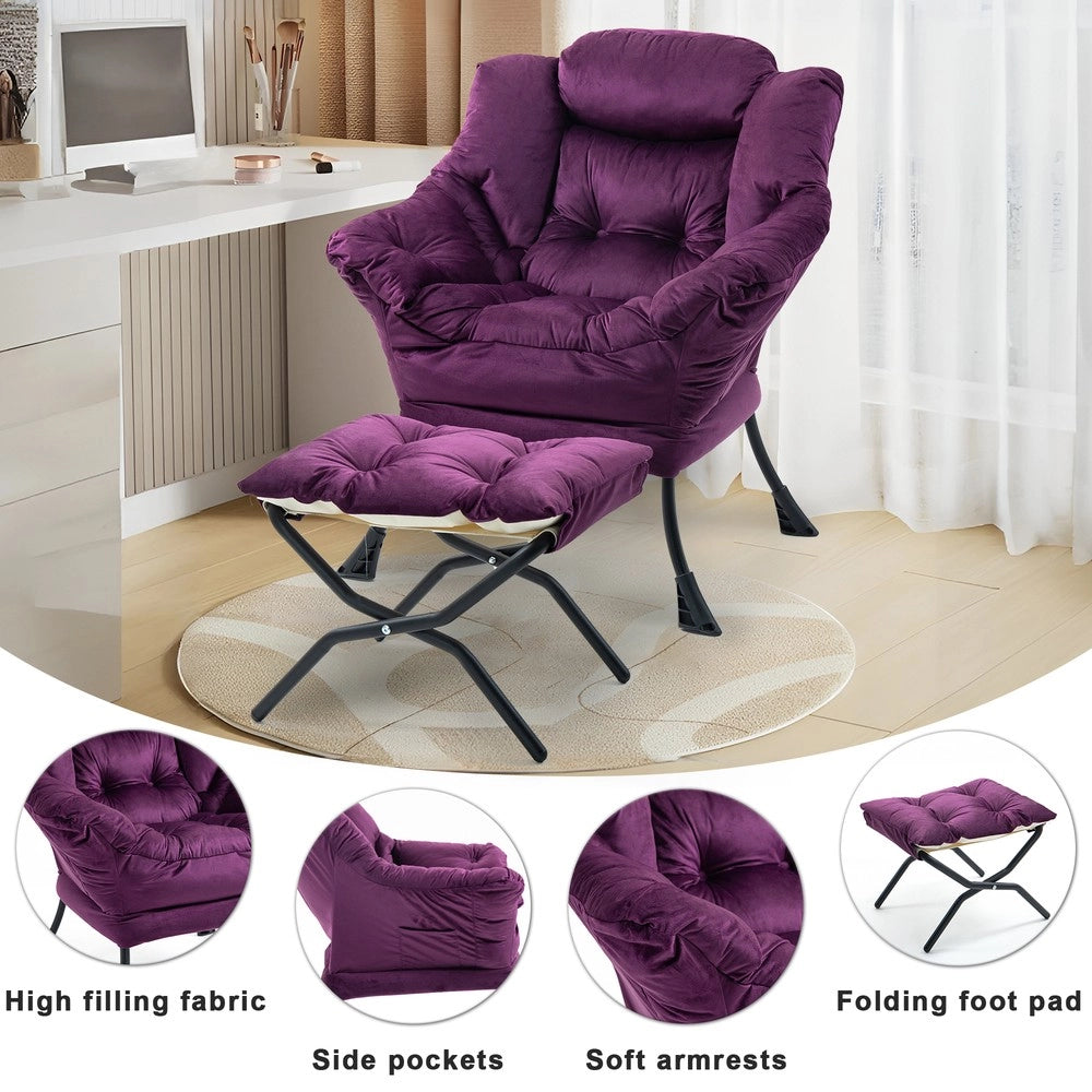 Poltrona Relax con Poggiapiedi Ribaltabile e Tasca Laterale ¨C MINIMAL ¨C Tessuto, Design Moderno