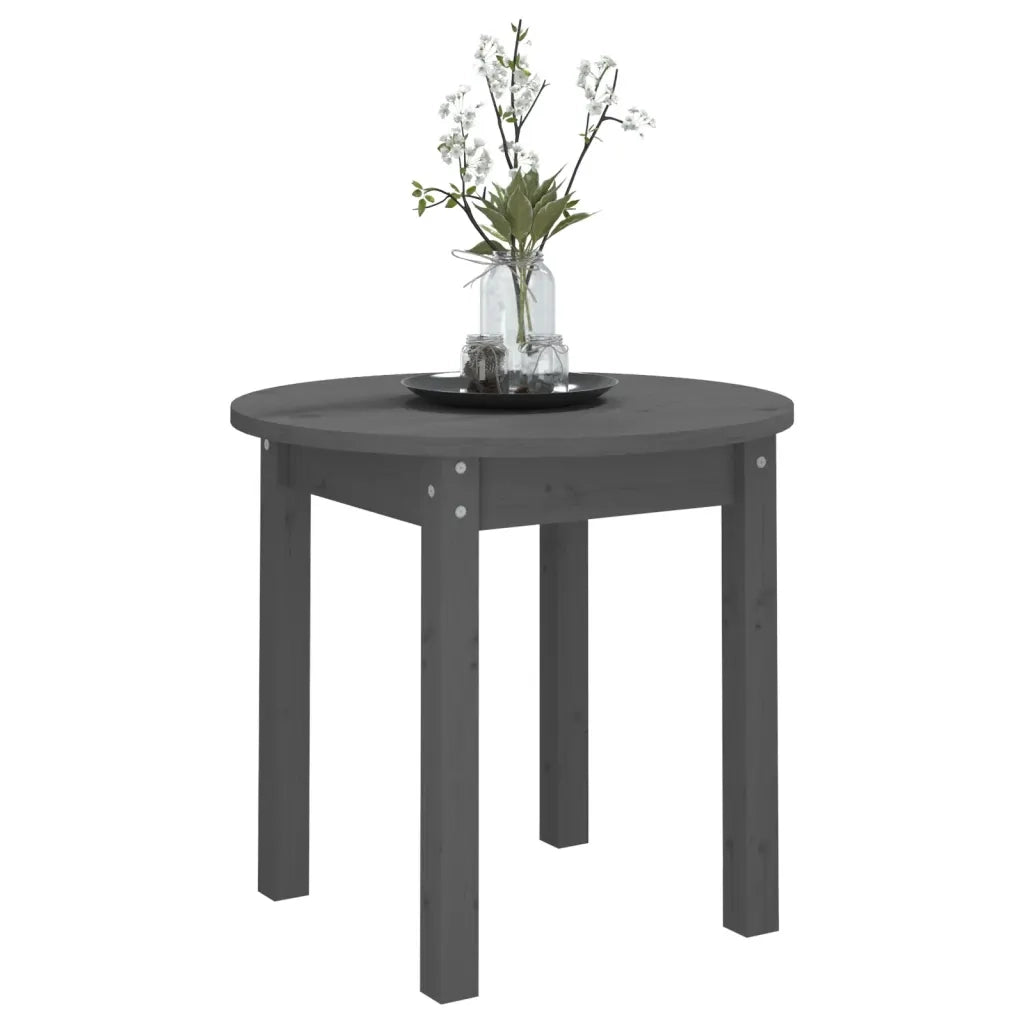Tavolino da Salotto Grigio Ø 45x40 cm in Legno Massello di Pino 822334