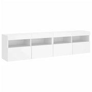 Mobile TV multimediale da parete mensola TV credenza mobile TV per sala da pranzo soggiorno camera da letto con luci LED 2 pezzi 80 x 30 x 40 cm bianco 02_0029115
