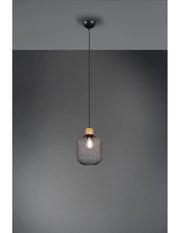 Sospensione Calimero 1xE27 Rete Metallo Nero Ø18 cm Trio Lighting