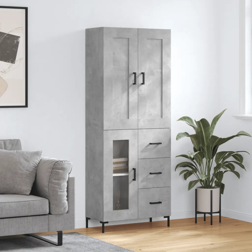 Credenza-Buffet-Armadio da cucina Grigio Cemento 69,5x34x180 cm in Legno Multistrato 266433