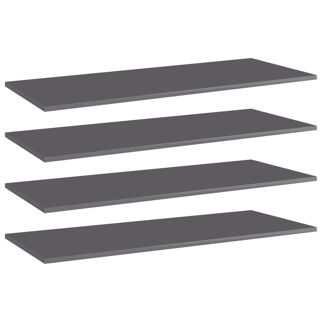Ripiani Libreria 4 pz Grigio Lucido 100x40x1,5 cm in Truciolato cod mxl 63945